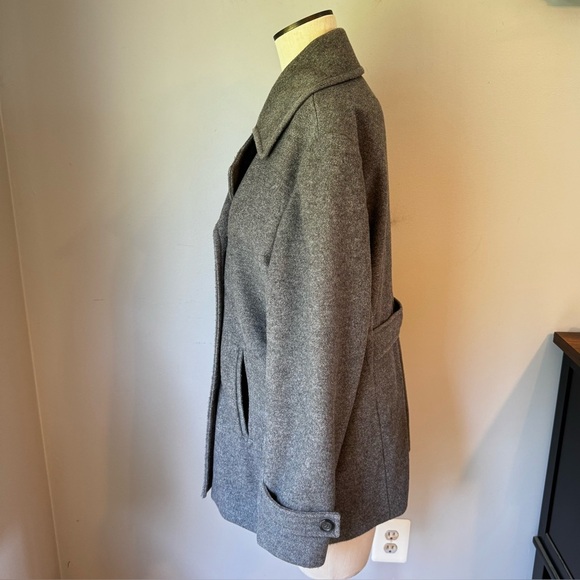 LANDS END Heather Gray Wool Blend Double Breasted Mid Length Peacoat Size 14 - Picture 4 of 11